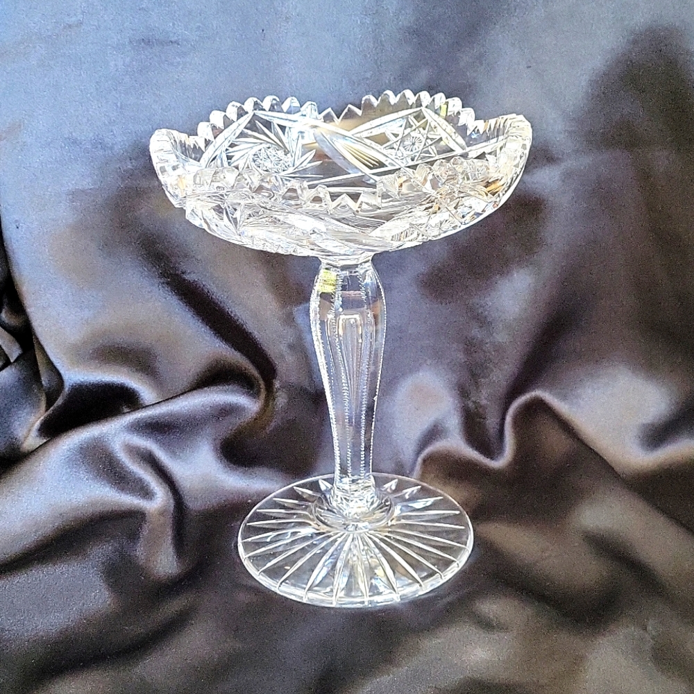Vintage Cut Glass Candy Dish on Pedestal